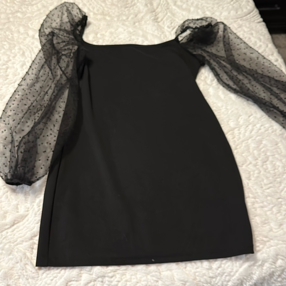 Black tight dress with fun sleeves